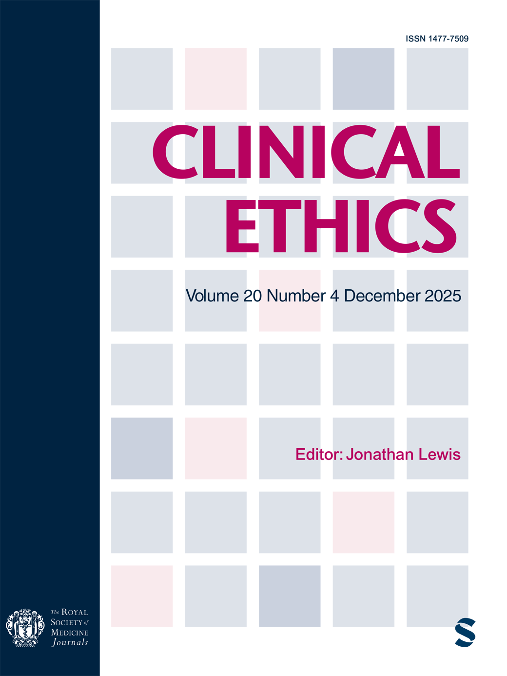 Clinical Ethics journal cover