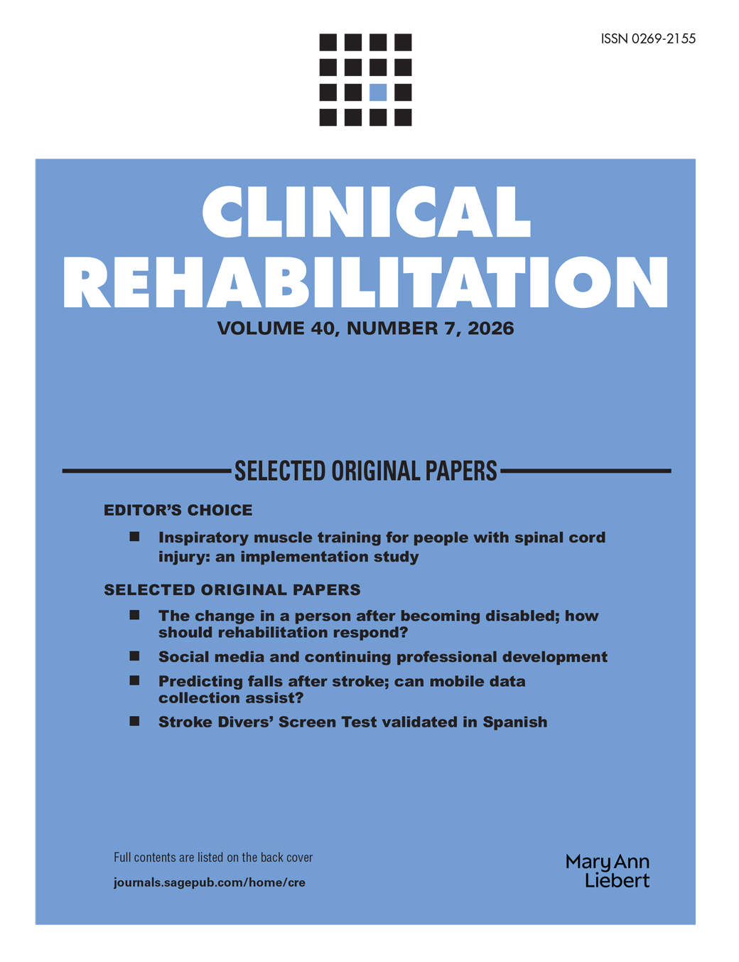 Clinical Rehabilitation journal cover