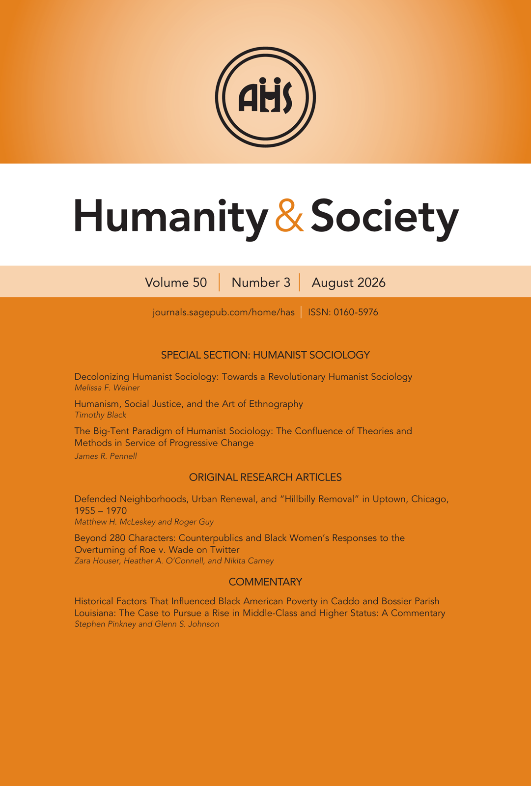Humanity & Society journal cover