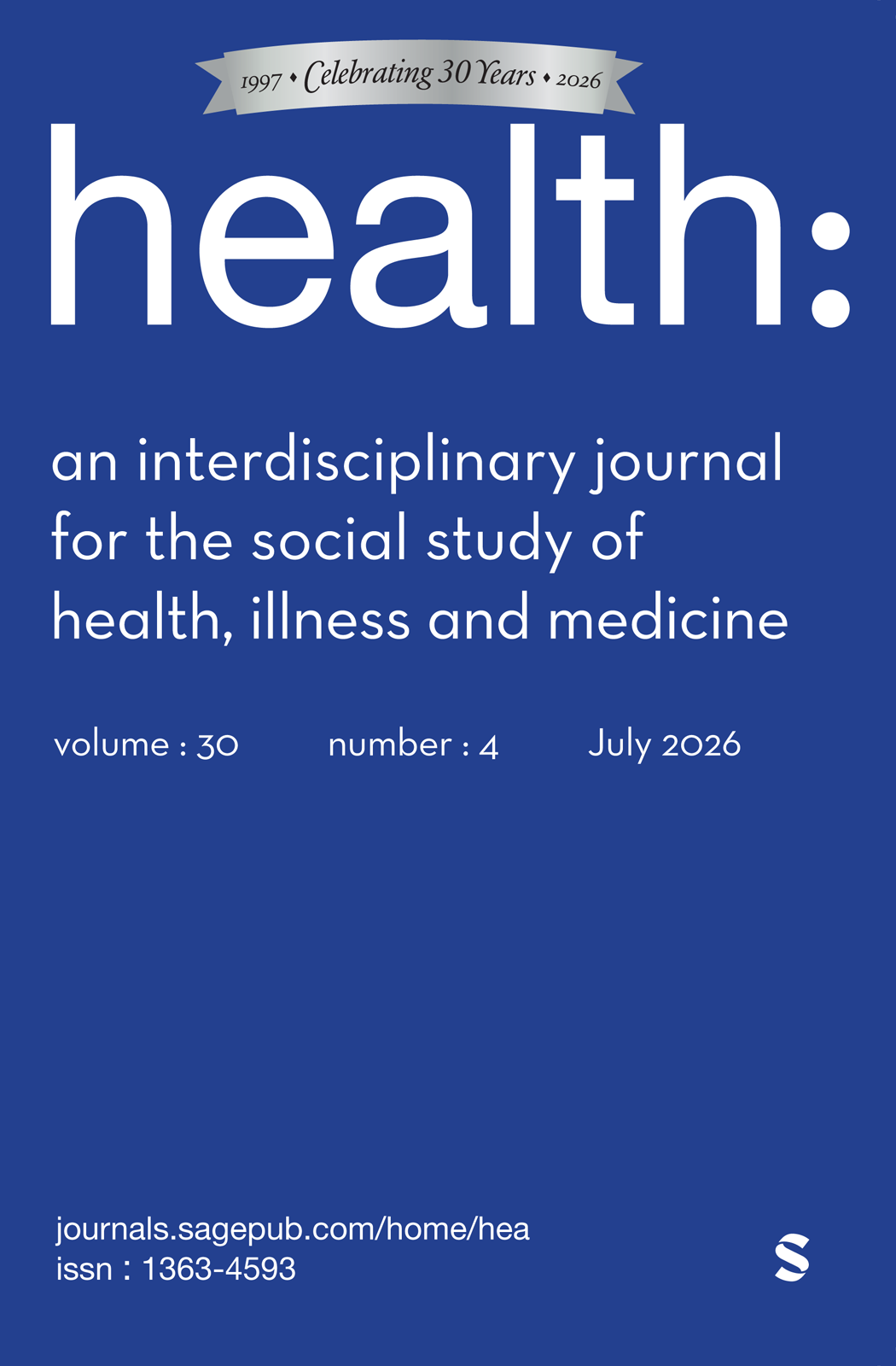 Health: An Interdisciplinary Journal for the Social Study of Health,Illness and Medicine journal cover