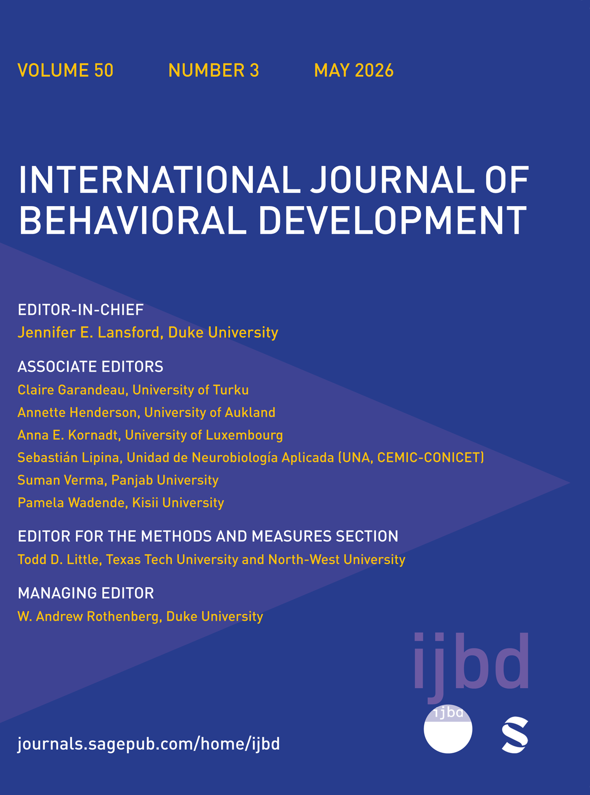 International Journal of Behavioral Development journal cover