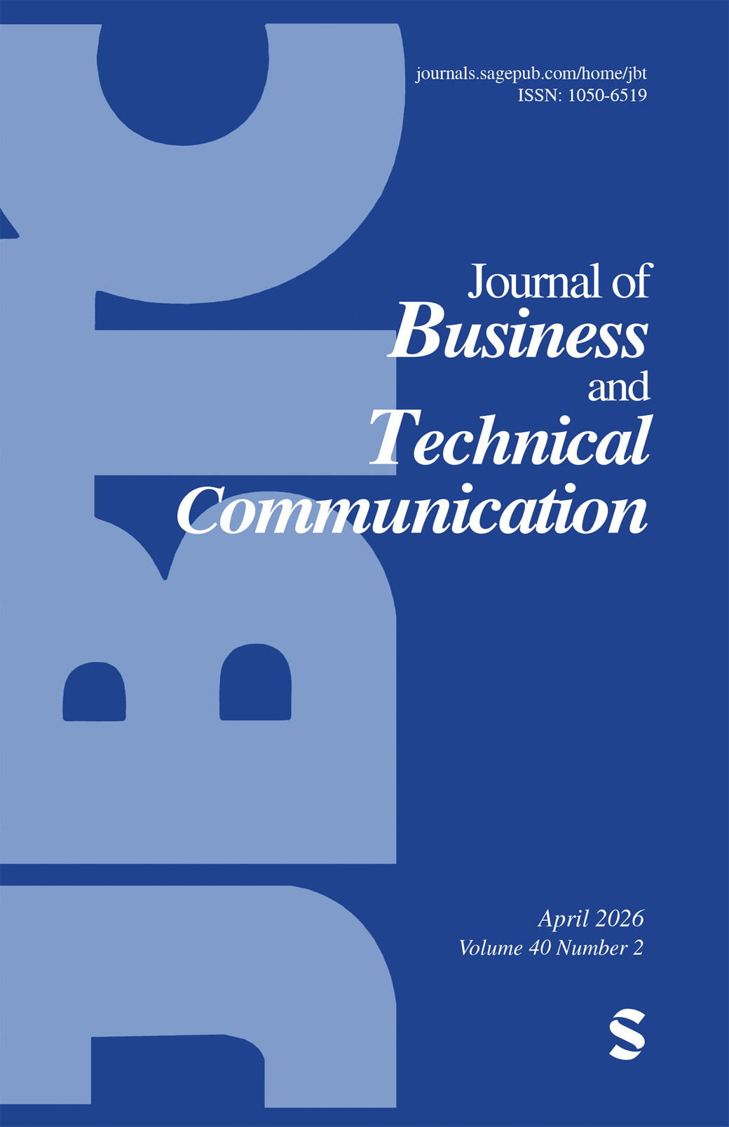 Journal of Business and Technical Communication journal cover