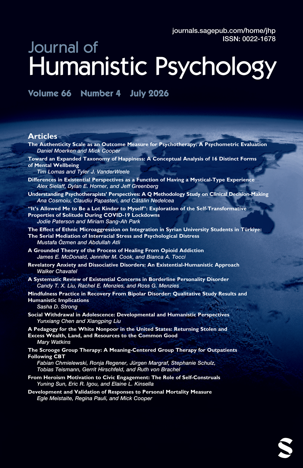Journal of Humanistic Psychology journal cover