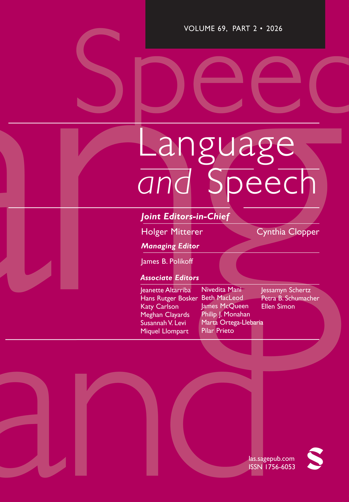 Language and Speech journal cover