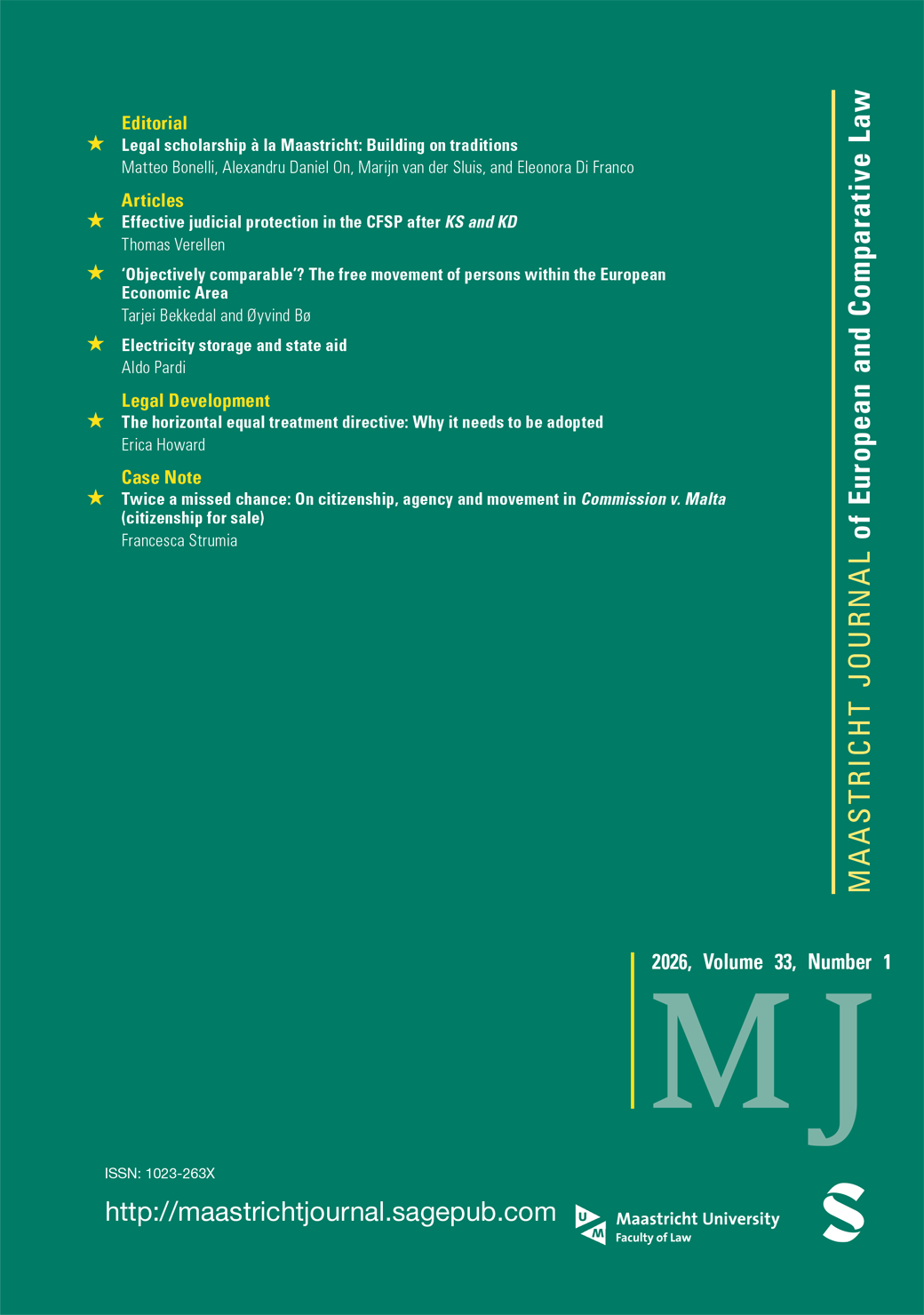 Maastricht Journal of European and Comparative Law journal cover