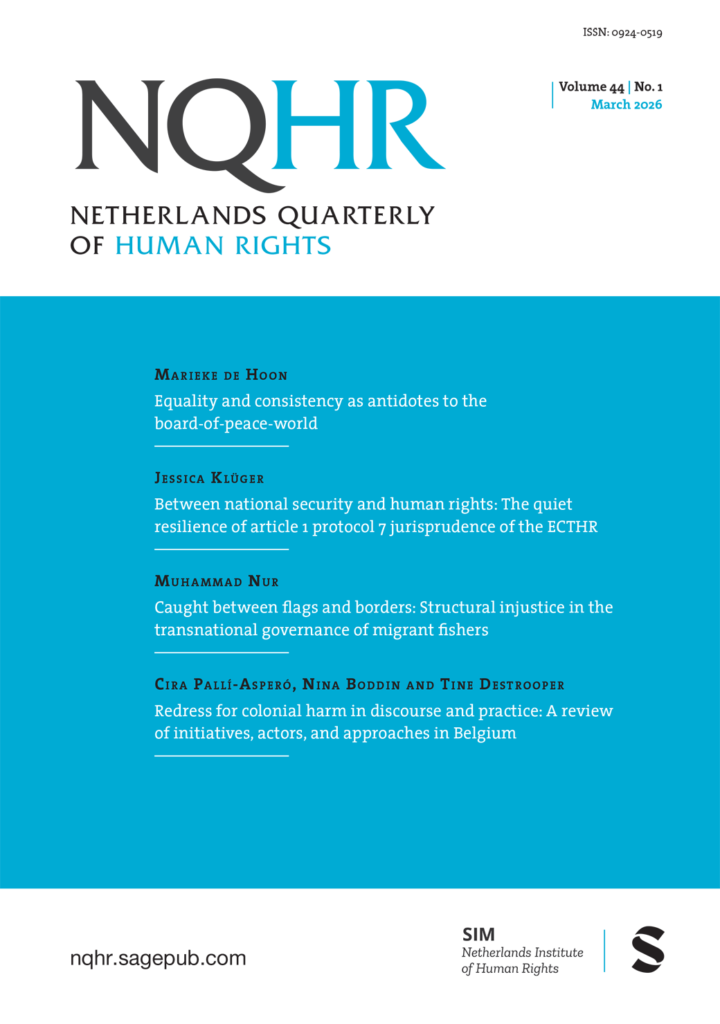 Netherlands Quarterly of Human Rights journal cover