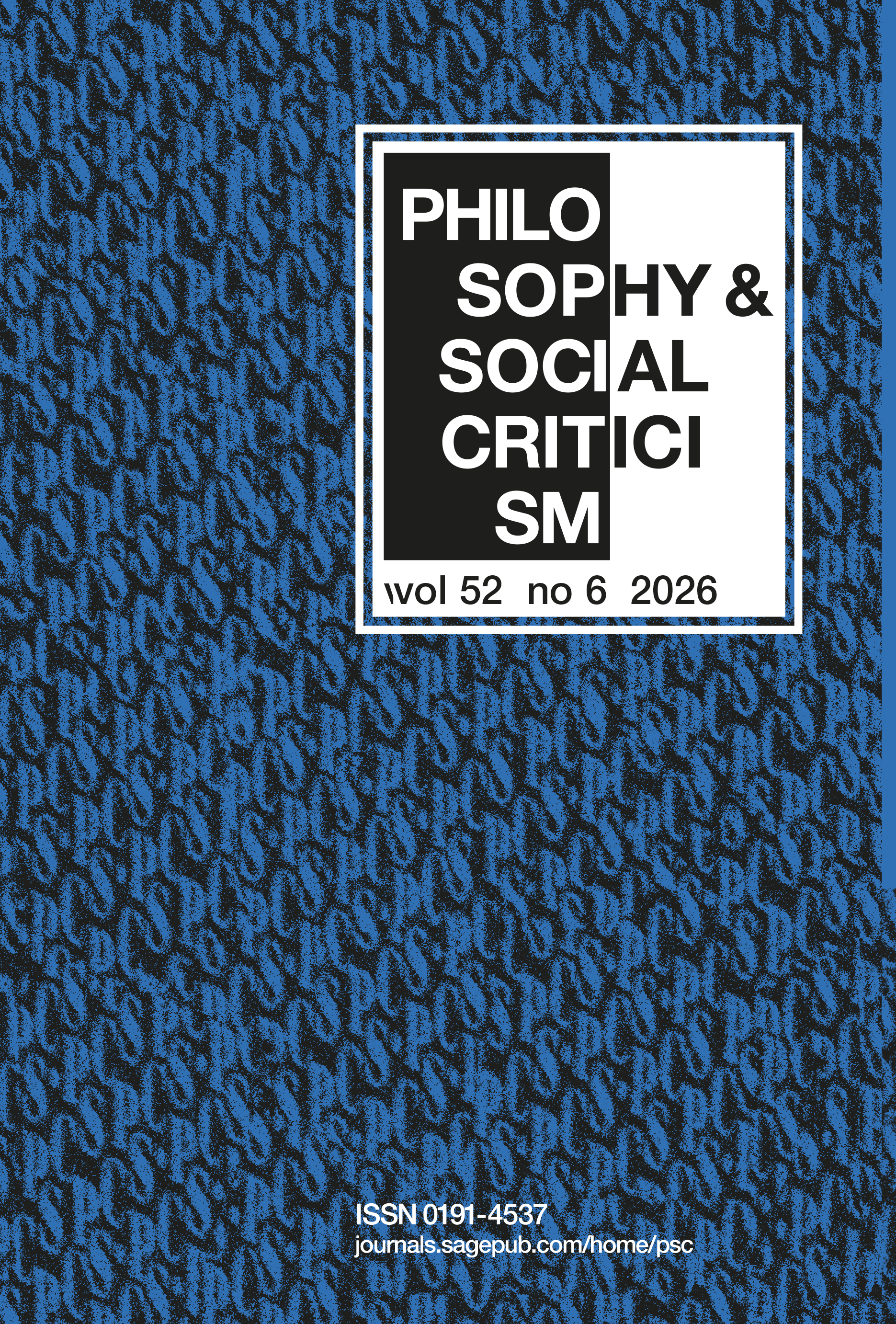 Philosophy & Social Criticism journal cover