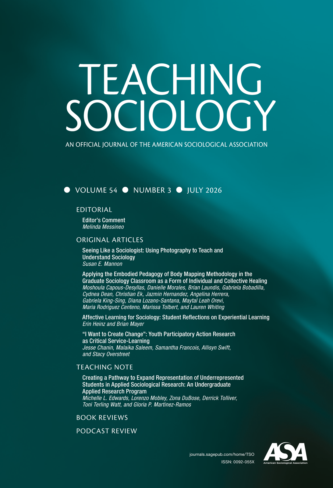 Teaching Sociology journal cover